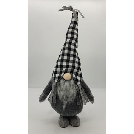 Palacedesigns 27 x 10 x 6.7 in. Black & White Buffalo Plaid Standing Gnome PA3093173